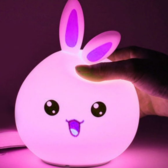 LED Bunny Rabbit Night Lamp for Children Bedroom Color Changing Squishy Silicone - Picture 7 of 16